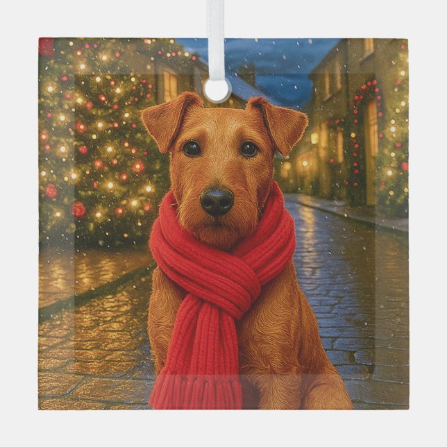 Irish-Terrier-Urlaub  Ornament Aus Glas (Vorderseite)