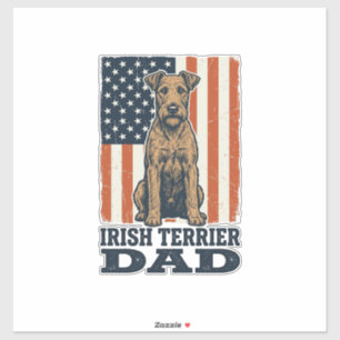 Irish Terrier Vater Patriotisch Vintage Aufkleber