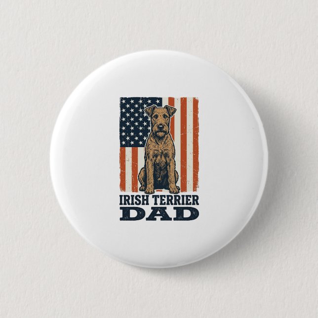 Irish Terrier Vater Patriotisch Vintage Button (Vorderseite)