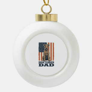 Irish Terrier Vater Patriotisch Vintage Keramik Kugel-Ornament