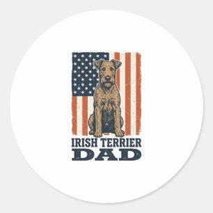 Irish Terrier Vater Patriotisch Vintage Runder Aufkleber