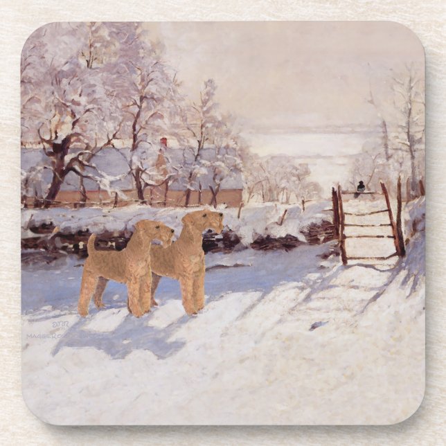 Irish Terriers im Winter Untersetzer (Vorderseite)