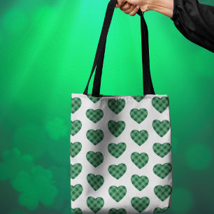 Irish Themed with Green Tartan Heart Pattern