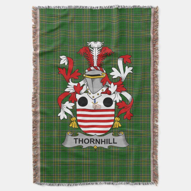 Irish Thornhill Coat of Arms Familienwappen Irland Decke (Vorderseite Vertikal)