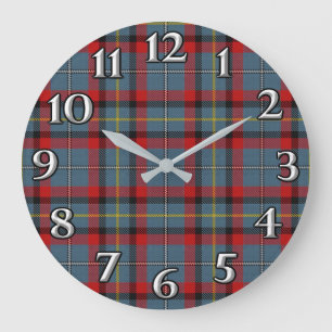 Irish Time Accents Clan MacNamara Tartan Große Wanduhr