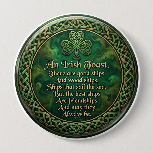 Irish Toast, Celtic Knot Pin, Friendship Gift, Button (Vorderseite)