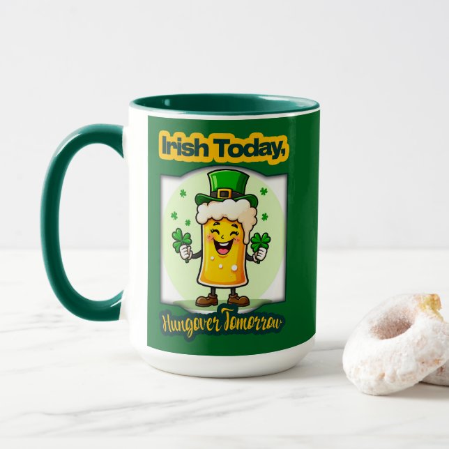 Irish Today St Patrick’s Day Shirt – caneca Tasse (Mit Donut)