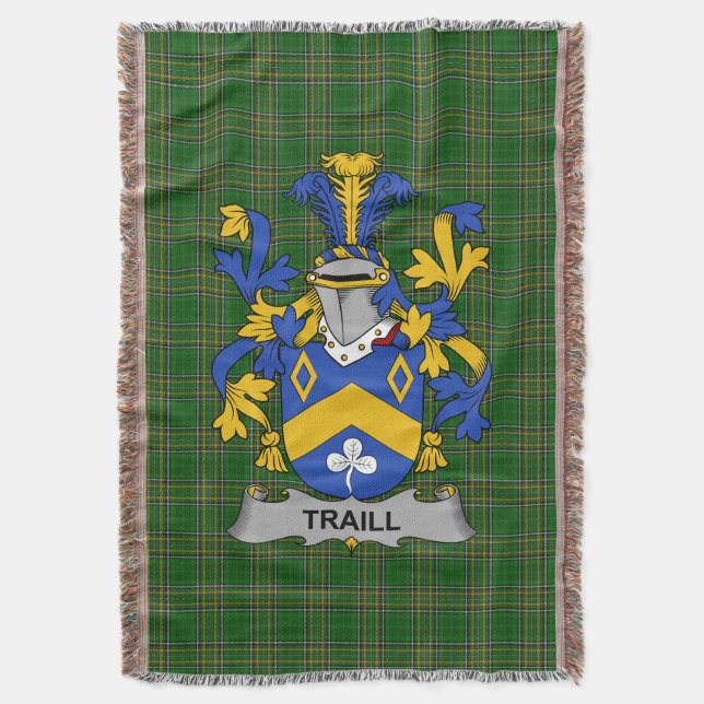 Irish Traill or Trayle Coat of Arms Familienwappen Decke (Vorderseite Vertikal)