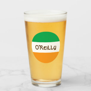 Irish Tricolor Flag und Name St Patricks Day Beer Glas