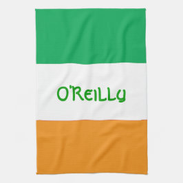 Irish Tricolor Green White Orange Flag mit Namen Küchentuch