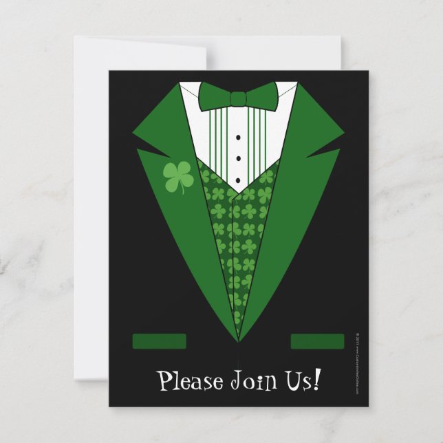 Irish Tuxedo St. Patrick's Day Party Einladungen (Vorderseite)