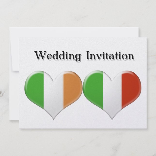 Irish und Italian Heart Flags Weditation Einladung (Vorderseite)