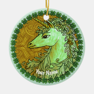 Irish Unicorn Keramik Ornament