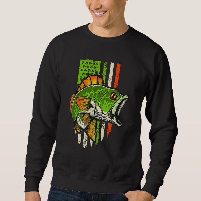 Irish US American Flag Fishing Fish St Patricks Da Sweatshirt (Vorderseite)