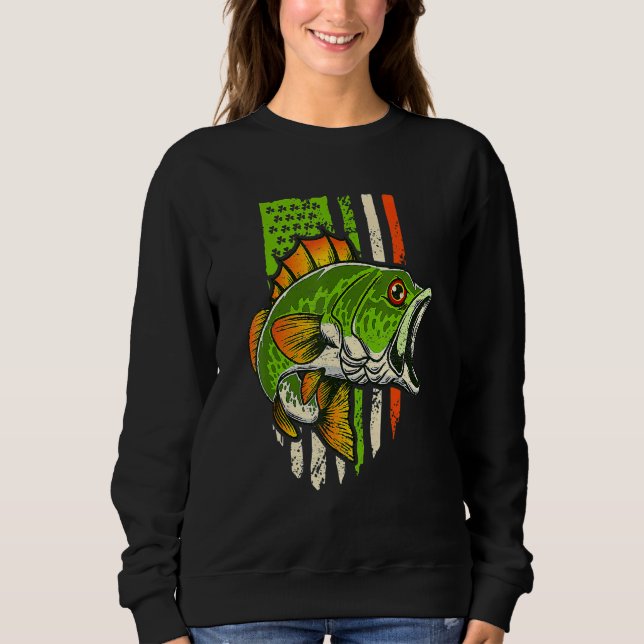 Irish US American Flag Fishing Fish St Patricks Da Sweatshirt (Vorderseite)