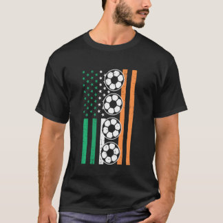Irish US Flag Soccer Balls Football St Patricks Da T-Shirt