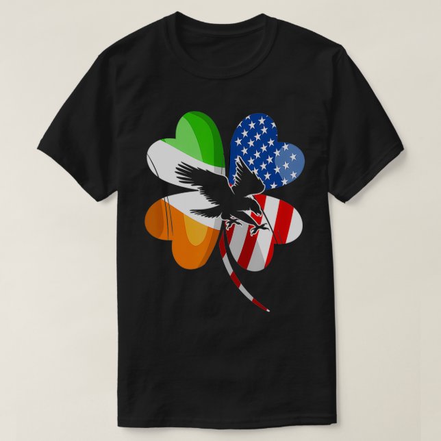 Irish USA Flag Eagle Lover St T-Shirt (Design vorne)