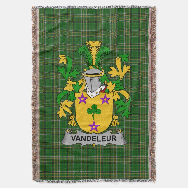 Irish Vandeleur Coat of Arms Familienwappen Irland Decke (Vorderseite Vertikal)