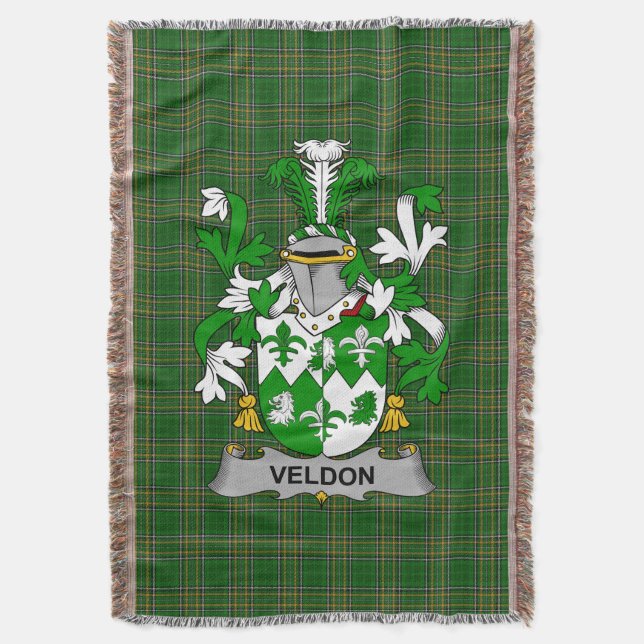 Irish Veldon Coat of Arms Familienwappen Irland Decke (Vorderseite Vertikal)