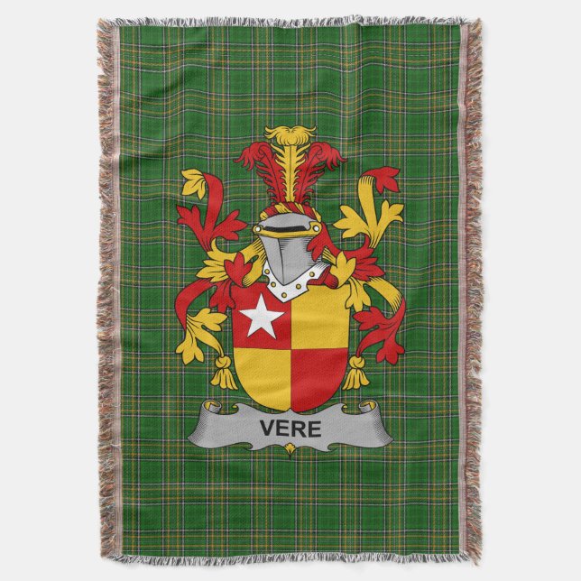 Irish Vere Coat of Arms Familienwappen Irland Decke (Vorderseite Vertikal)