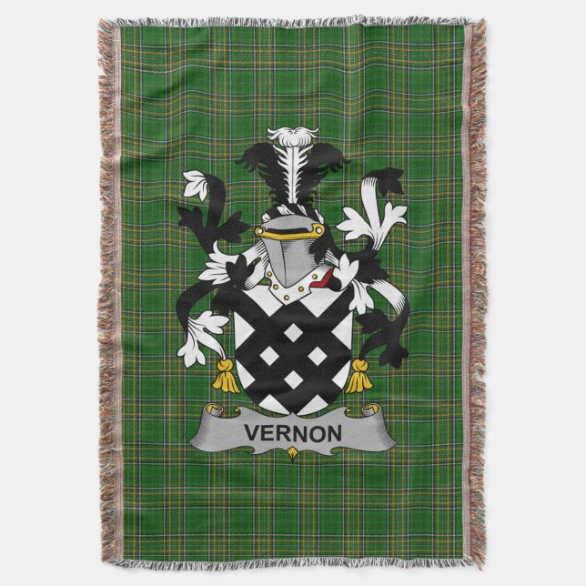 Irish Vernon Coat of Arms Familienwappen Irland Decke (Vorderseite Vertikal)
