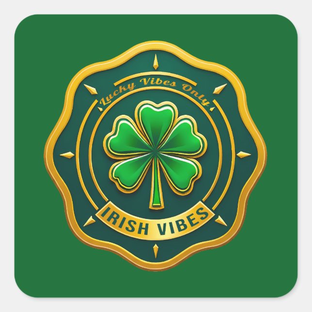 Irish Vibes Club St Patrick’s Day - Autocolante Quadratischer Aufkleber (Vorderseite)