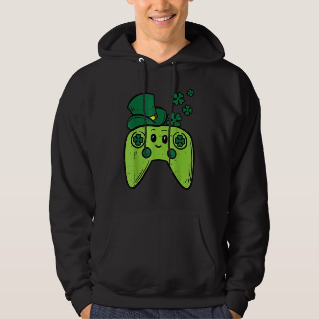 Irish Video Game Controller St Patrick Day Gamer B Hoodie (Vorderseite)
