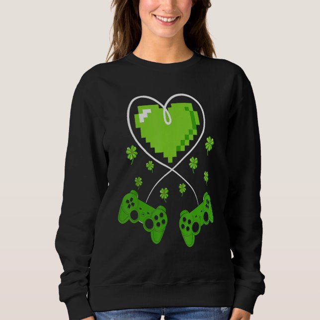 Irish Video Game Controller St Patrick Day Gamer B Sweatshirt (Vorderseite)