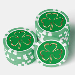 Irish Viel Glück Clover Green Gold Kleeblatt Pokerchips