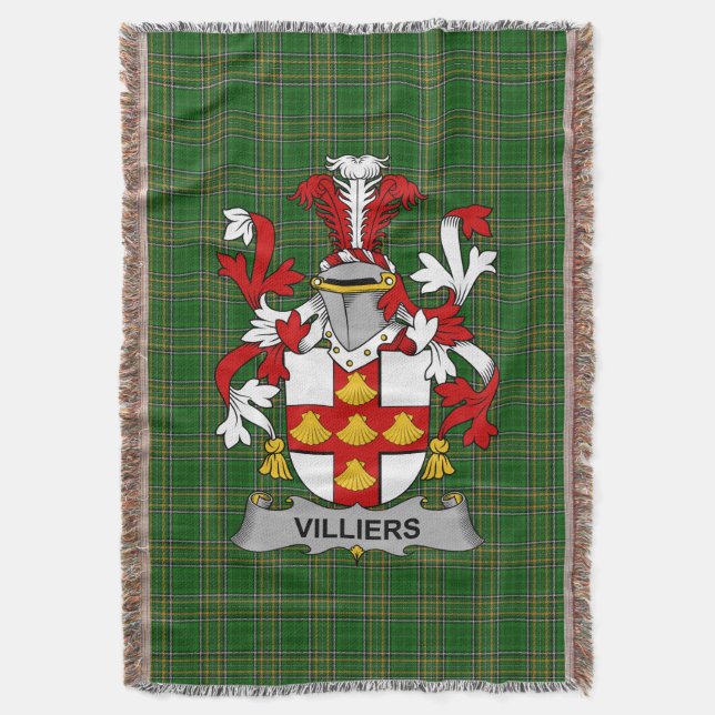 Irish Villiers Coat of Arms Familienwappen Irland Decke (Vorderseite Vertikal)