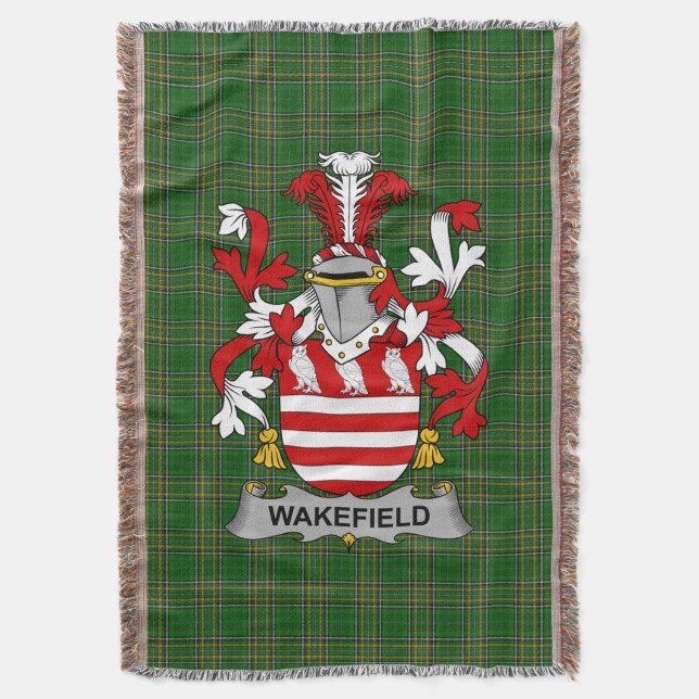 Irish Wakefield Coat of Arms Familienwappen Irland Decke (Vorderseite Vertikal)