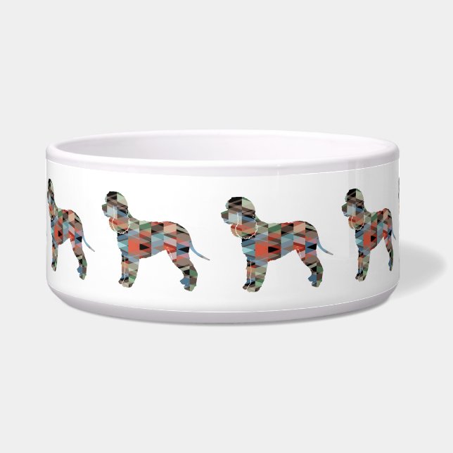Irish Water Dog Geo Silhouette Kariert Napf (Vorderseite)