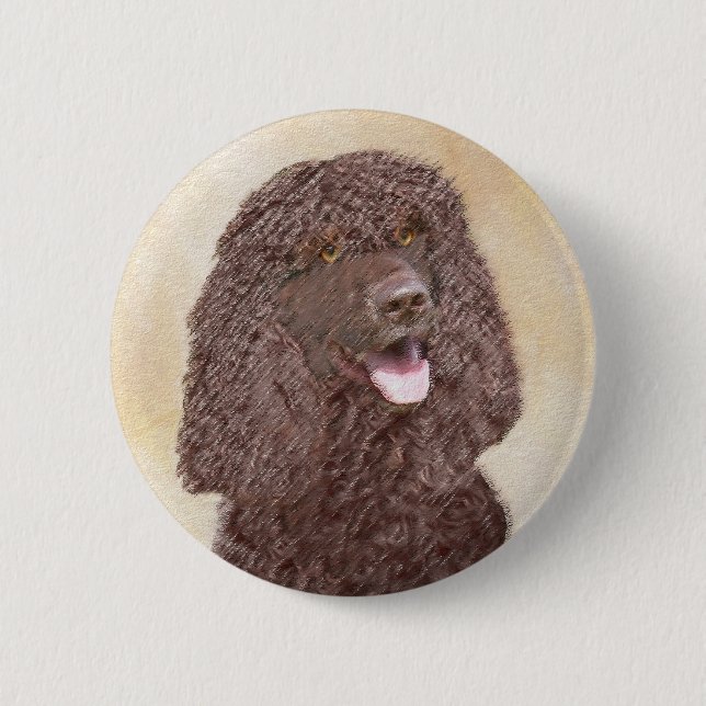 Irish Water Spanel Painting - Original Dog Art Button (Vorderseite)