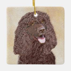 Irish Water Spanel Painting - Original Dog Art Keramikornament
