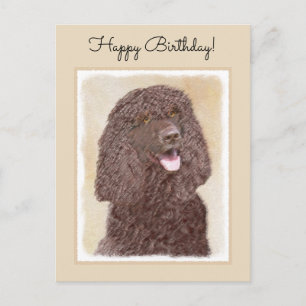 Irish Water Spanel Painting - Original Dog Art Postkarte