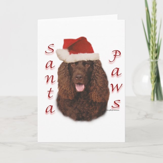 Irish Water Spanel Santa Paws Feiertagskarte (Vorderseite)