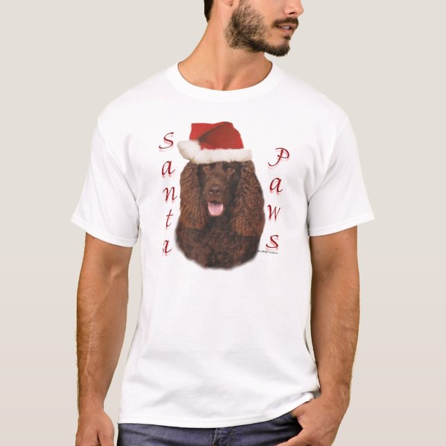 Irish Water Spanel Santa Paws T-Shirt (Vorderseite)
