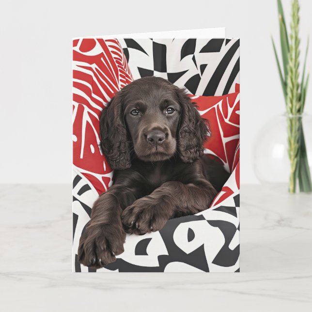 Irish Water Spanel Welppy Valentine Card Dankeskarte (Vorderseite)