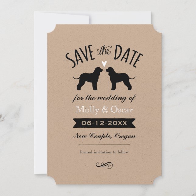 Irish Water Spaniels Hochzeiten speichern das Datu Save The Date (Vorderseite)