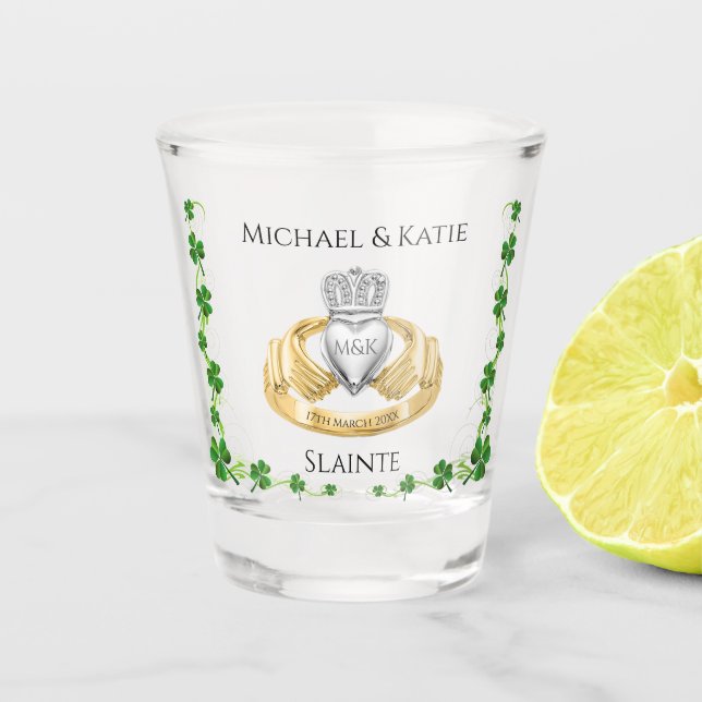 Irish Wedding Claddagh Ring Schnapsglas (Vorderseite)