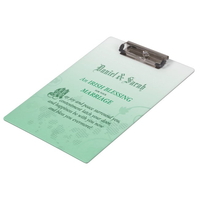 Irish Wedding Glückwunsch Segen Klemmbrett (Schrägansicht)