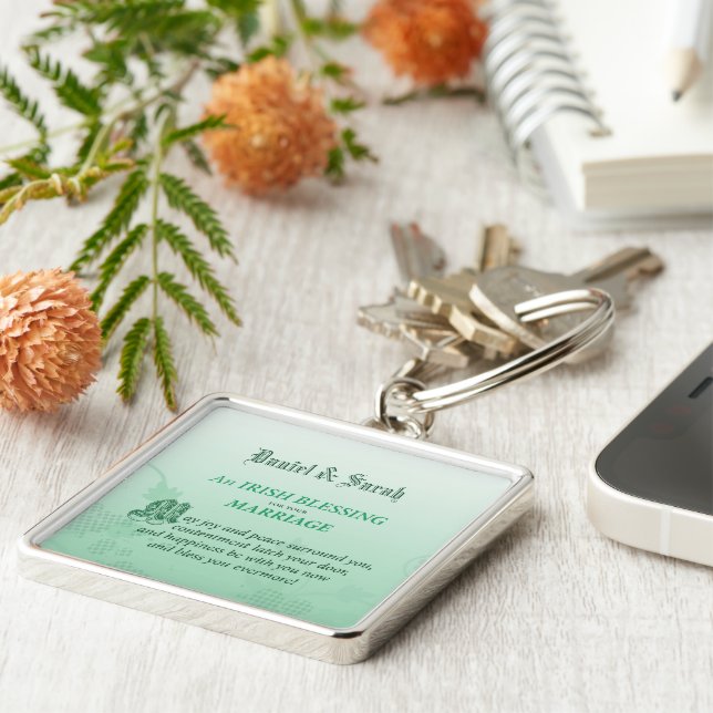 Irish Wedding Glückwunsch Segen Schlüsselanhänger (Seite)