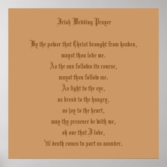 Irish Wedding Prayer Poster (Vorne)
