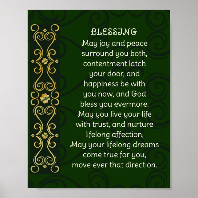 Irish Wedding Sessing Gebet Gold Green Design Poster (Vorne)