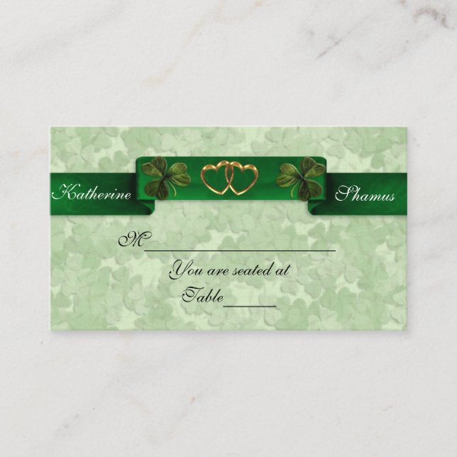 Irish Wedding Sitzcard Kleeblatts Platzkarte (Vorderseite)