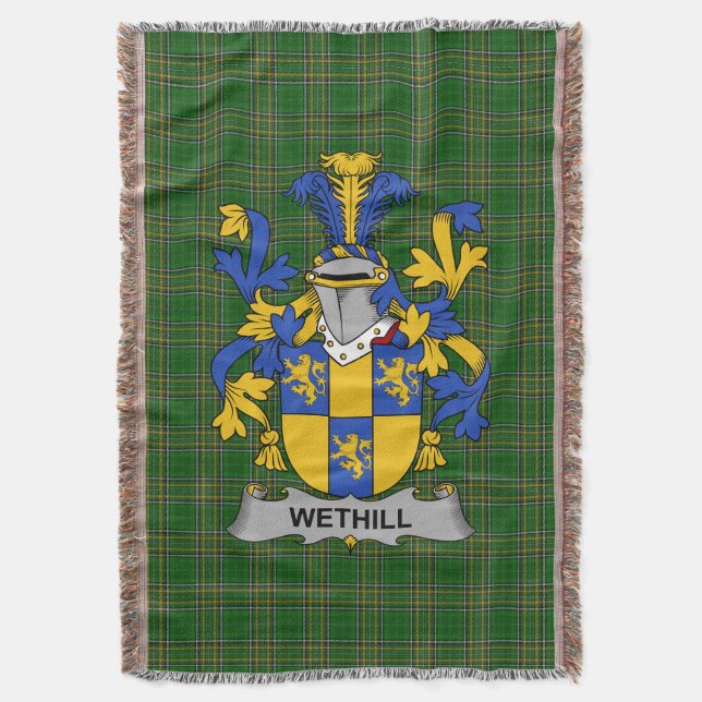 Irish Wethill Coat of Arms Familienwappen Irland Decke (Vorderseite Vertikal)