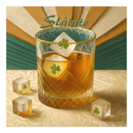 Irish Whiskey Tumbler Shamrock Ice "Sláinte!" Fotodruck