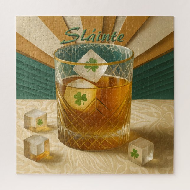 Irish Whiskey Tumbler Shamrock Ice "Sláinte!" Puzzle (Vertikal)