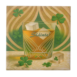 Irish Whiskey Tumbler Shamrocks "Sláinte!" Fliese