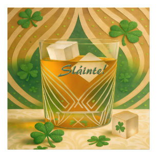 Irish Whiskey Tumbler Shamrocks "Sláinte!" Fotodruck